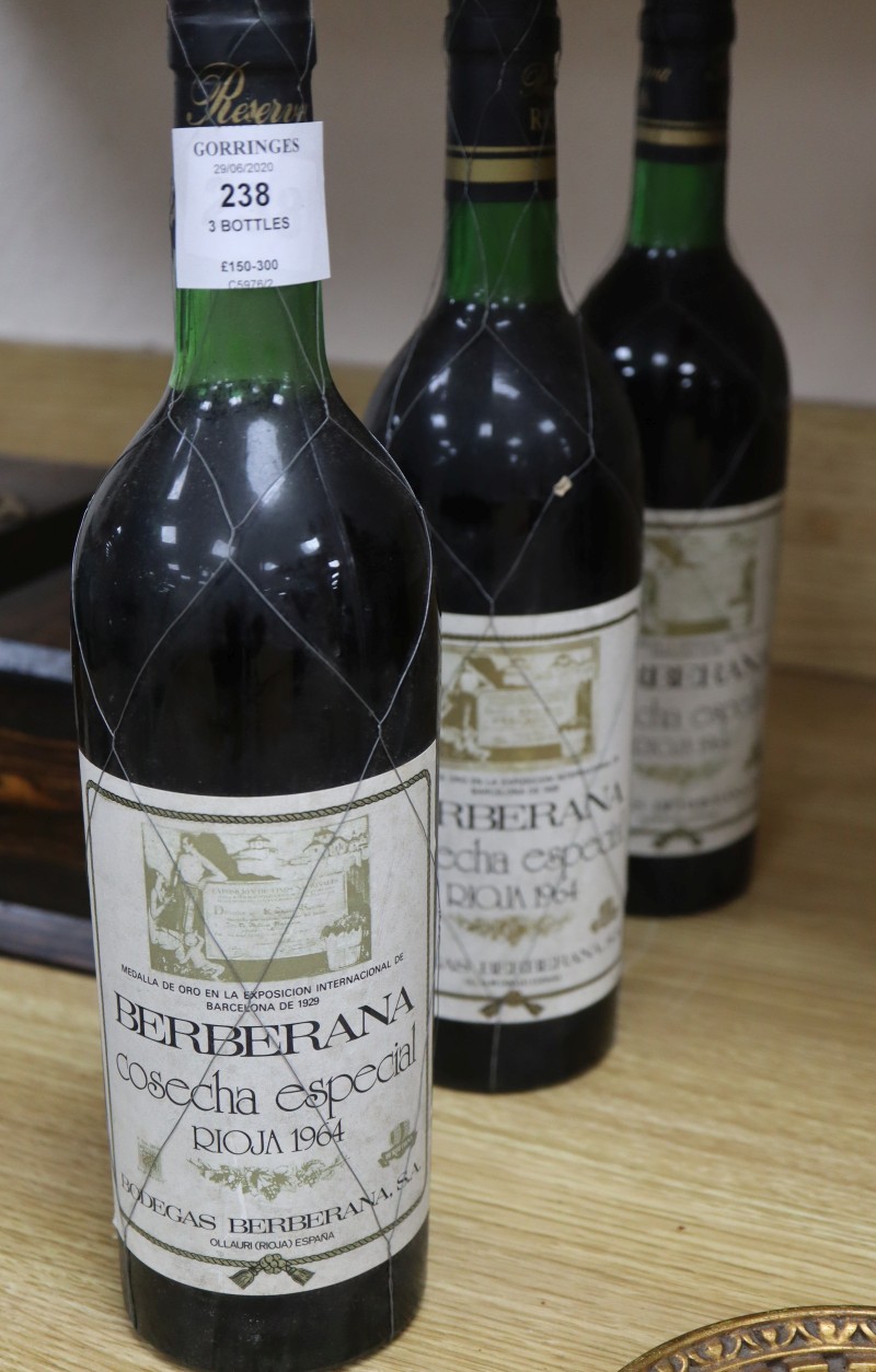 Three bottles of Bodegas Berberana Cosecha Especiale - Rioja, 1964